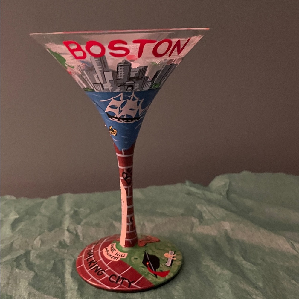 Lolita Boston-tini Martini glass hand painted